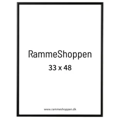 Sort aluramme, mat, smal, 33 x 48 cm, A3+, Type 672