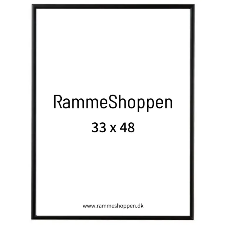 Sort aluramme, mat, smal, 33 x 48 cm, A3+, Type 672