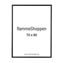 Sort aluramme, mat, smal, 70 x 80 cm, Type 672