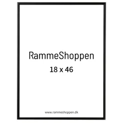 Sort aluramme, mat, smal, 18 x 46 cm, Type 672