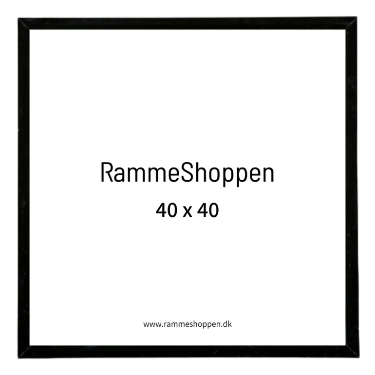 Sort aluramme, mat, smal, 40 x 40 cm, Type 672