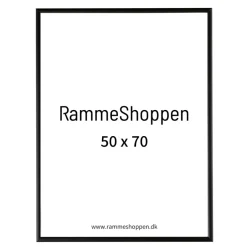 Sort aluramme, mat, smal, 50 x 70 cm, Type 672