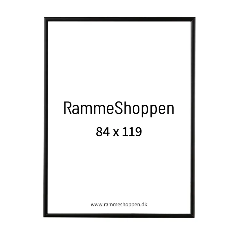 Sort aluramme, mat, smal, 84 x 119 m, A0, Type 672