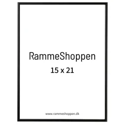 Sort aluramme, mat, smal, 15 x 21 cm, A5, Type 672