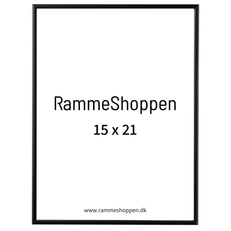 Sort aluramme, mat, smal, 15 x 21 cm, A5, Type 672