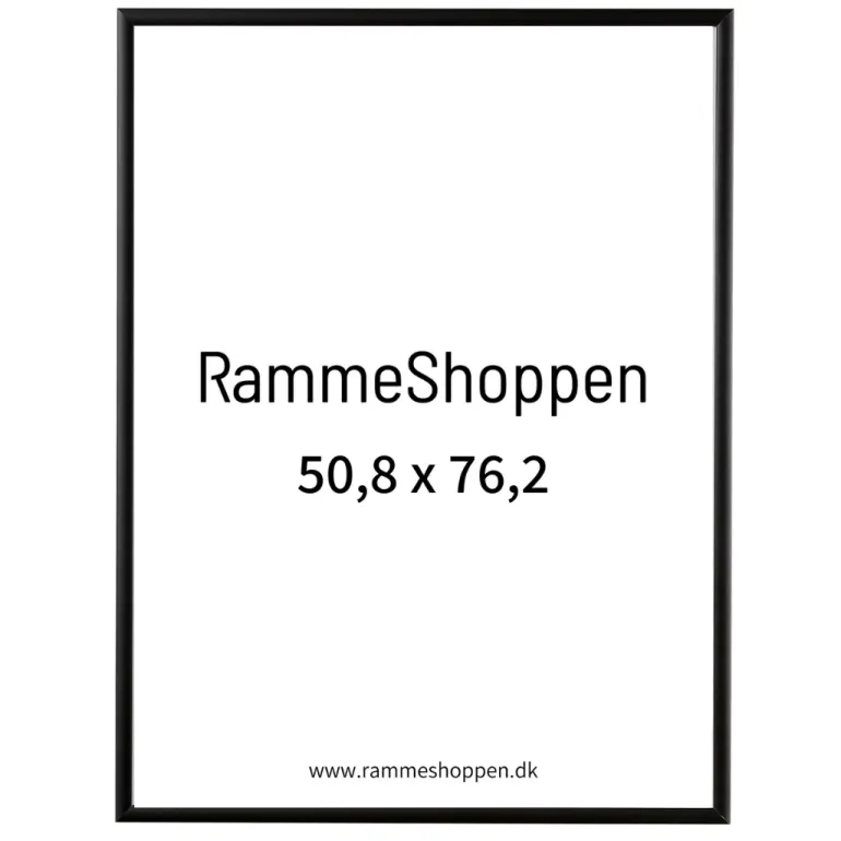 Sort aluramme, mat, smal, 50 x 75 cm til 50,8 x 76,2 cm indhold, Type 672