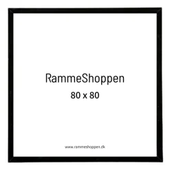 Sort aluramme, mat, smal, 80 x 80 cm, Type 672