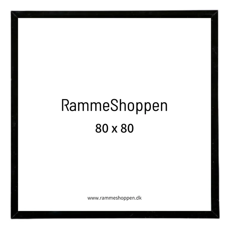 Sort aluramme, mat, smal, 80 x 80 cm, Type 672