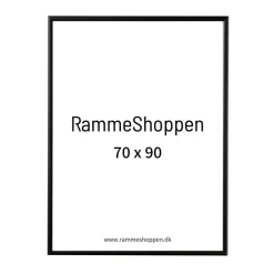 Sort aluramme, mat, smal, 70 x 90 cm, Type 672