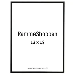 Sort aluramme, mat, smal, 13 x 18 cm, Type 672