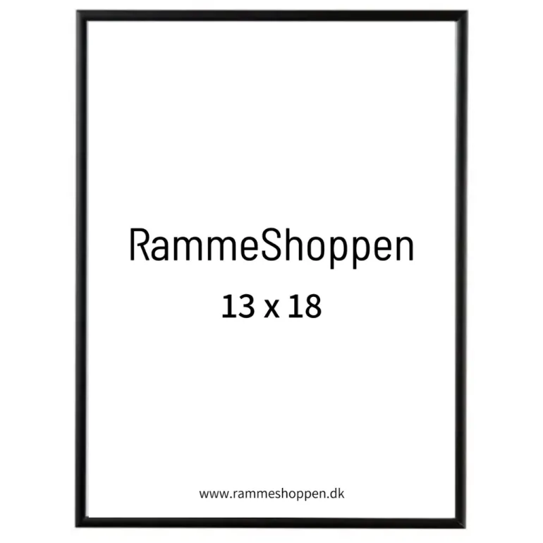 Sort aluramme, mat, smal, 13 x 18 cm, Type 672