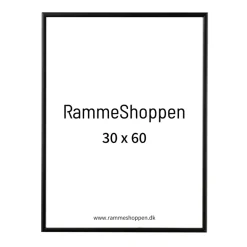 Sort aluramme, mat, smal, 30 x 60 cm, Type 672