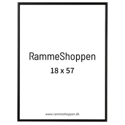 Sort aluramme, mat, smal, 18 x 57 cm, Type 672