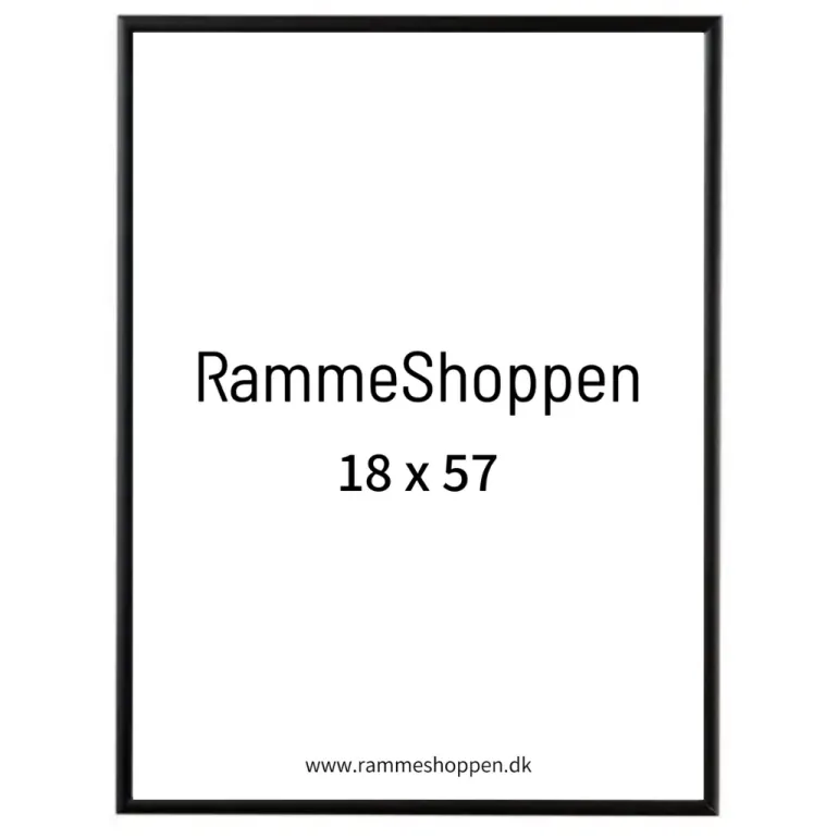 Sort aluramme, mat, smal, 18 x 57 cm, Type 672