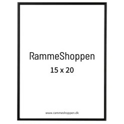 Sort aluramme, mat, smal, 15 x 20 cm, Type 672