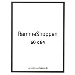 Sort aluramme, mat, smal, 60 x 84 cm, A1, Type 672