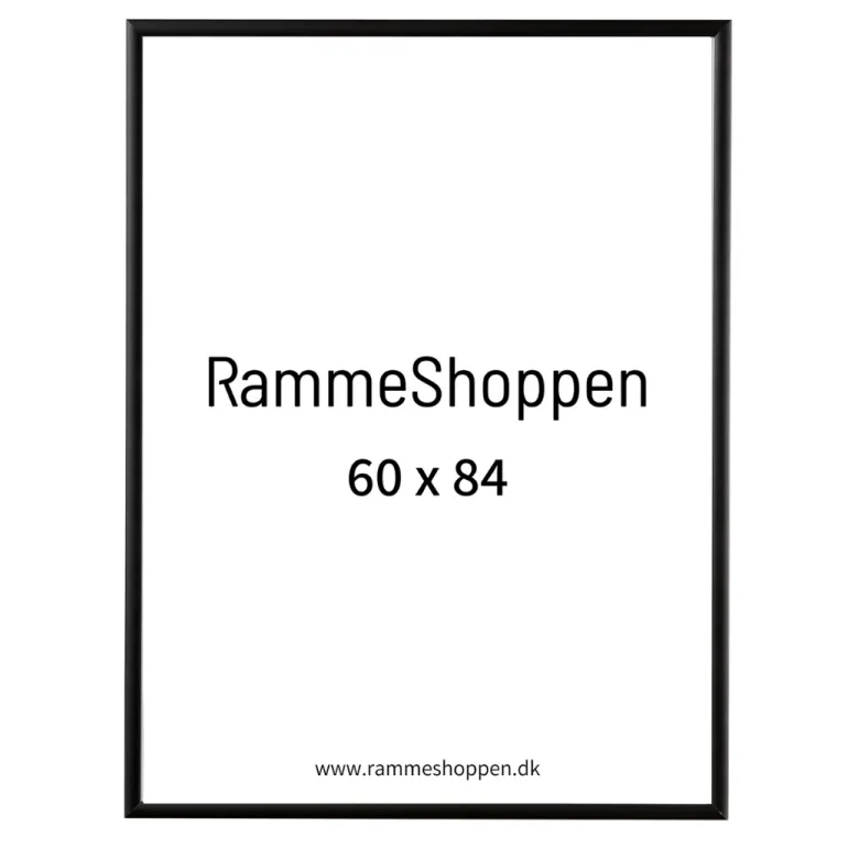 Sort aluramme, mat, smal, 60 x 84 cm, A1, Type 672