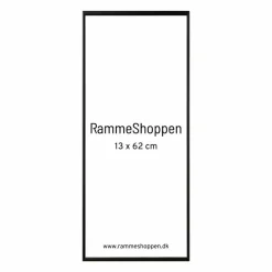 Sort aluramme, mat, smal, 13 x 62 cm, Type 672