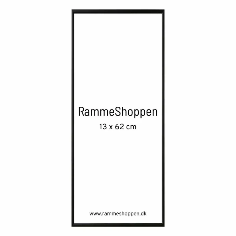 Sort aluramme, mat, smal, 13 x 62 cm, Type 672