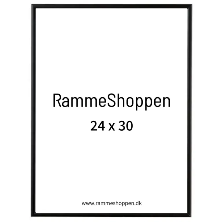 Sort aluramme, mat, smal, 24 x 30 cm, Type 672