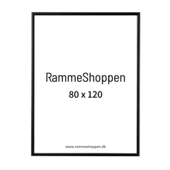 Sort aluramme, mat, smal, 80 x 120 cm, Type 672