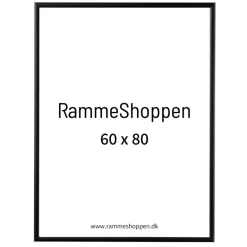 Sort aluramme, mat, smal, 60 x 80 cm, Type 672