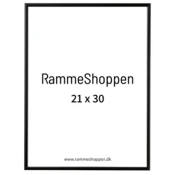 Sort aluramme, mat, smal, 21 x 30 cm, A4, Type 672