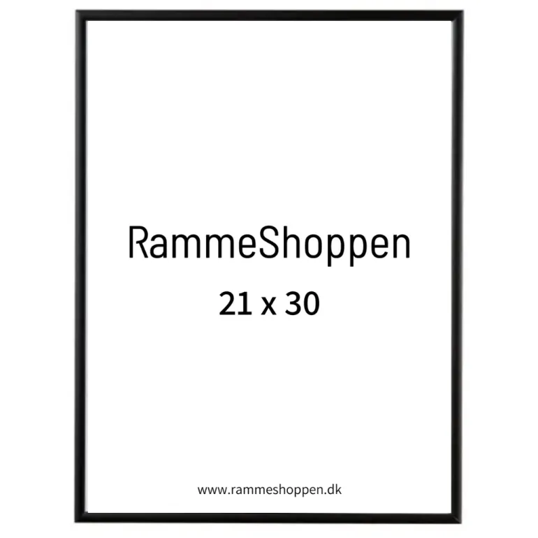 Sort aluramme, mat, smal, 21 x 30 cm, A4, Type 672