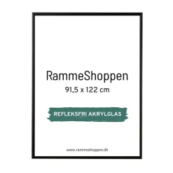 Sort aluramme, refleksfri, mat, smal, 91,5 x 122 cm, Type 672