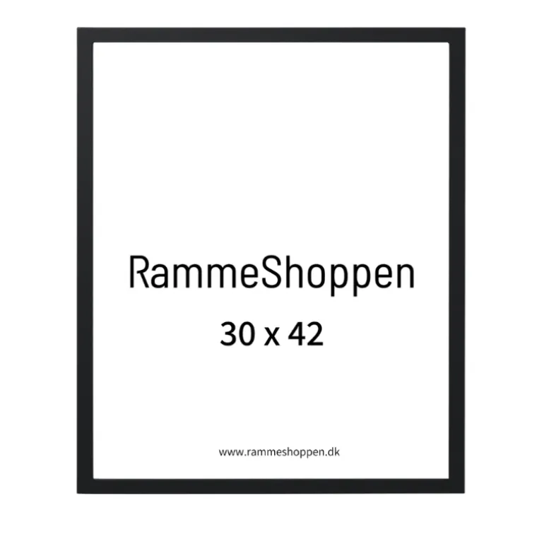 Sort ramme Fjord, glat silkemat - Dansk håndværk