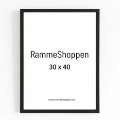 Sort ramme Fjord, smal, glat silkemat – Dansk håndværk