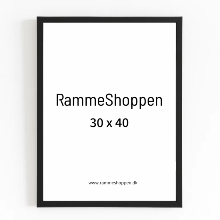 Sort ramme Fjord, smal, glat silkemat – Dansk håndværk