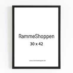 Sort ramme Fjord, smal, glat silkemat – Dansk håndværk