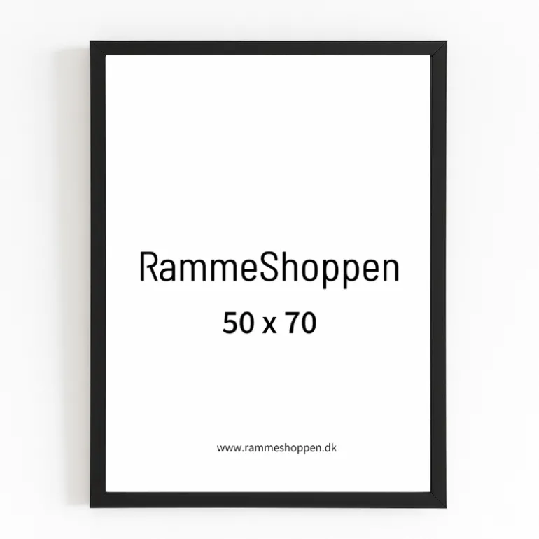 Sort ramme Fjord, smal, glat silkemat – Dansk håndværk