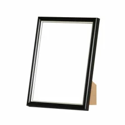 Sort ramme med sølvkant, polywood, 15 x 21 cm, A5, Type 7303