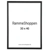 Sort ramme med sølvkant, polywood, 30 x 40 cm, Type 7303