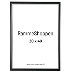 Sort ramme med sølvkant, polywood, 30 x 40 cm, Type 7303