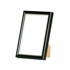 Sort ramme med sølvkant, polywood, 10 x 15 cm, Type 7303