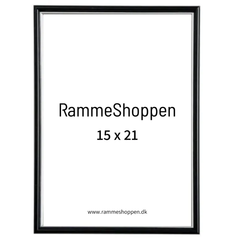 Sort ramme med sølvkant, Polywood, Type 7303