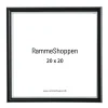 Sort ramme med sølvkant, polywood, 20 x 20 cm, Type 7303