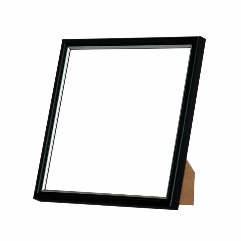 Sort ramme med sølvkant, polywood, 20 x 20 cm, Type 7303