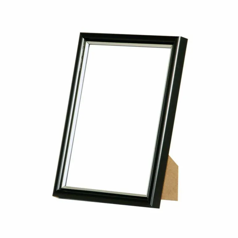 Sort ramme med sølvkant, polywood, 13 x 18 cm, Type 7303