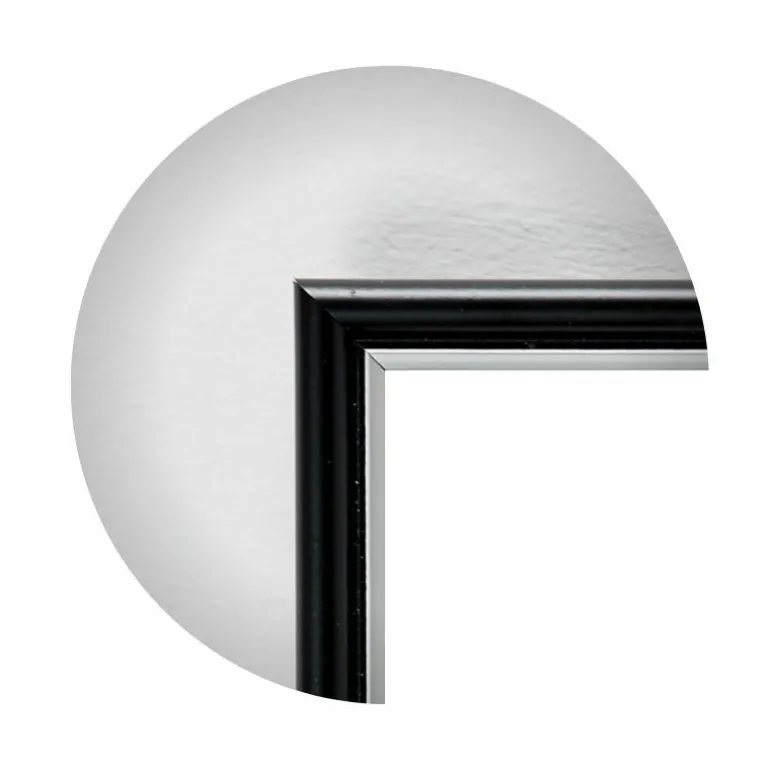 Sort ramme med sølvkant, polywood, 13 x 18 cm, Type 7303
