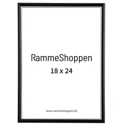 Sort ramme med sølvkant, polywood, 18 x 24 cm, Type 7303