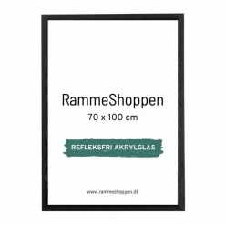 Sort træramme, refleksfri, 70 x 100 cm, Type 841