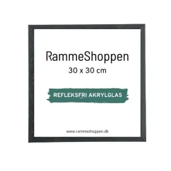 Sort træramme, refleksfri, smal, 30 x 30 cm, Type 840