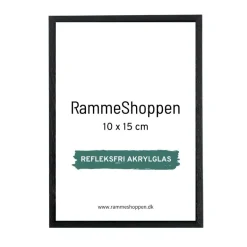Sort træramme, refleksfri, smal, 10 x 15 cm, Type 840