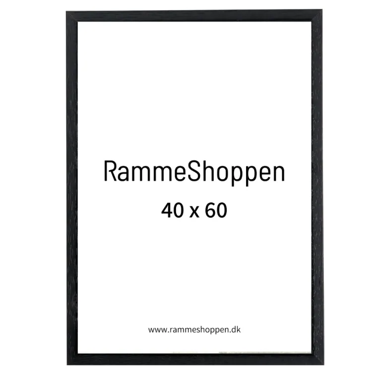 Sort træramme, smal, 40 x 60 cm, Type 840