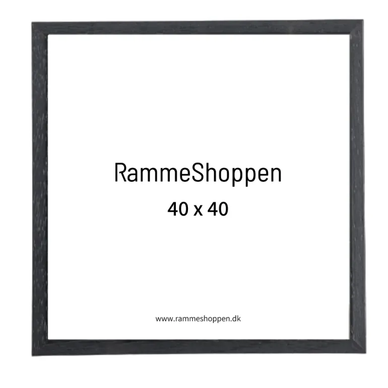 Sort træramme, smal, 40 x 40 cm, Type 840