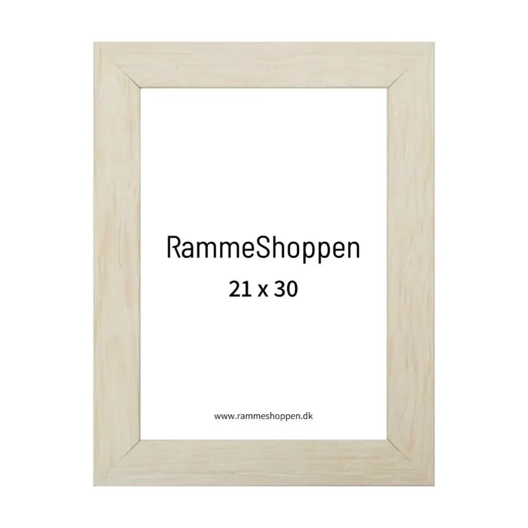 Træramme, Landhvid, 21 x 30 cm, A4, Type 6350